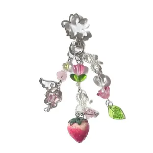 🍓✨ Adorable Strawberry Bow Keychain 🌸 Fairytale Charm with Lily of the Valley 🌼 2023