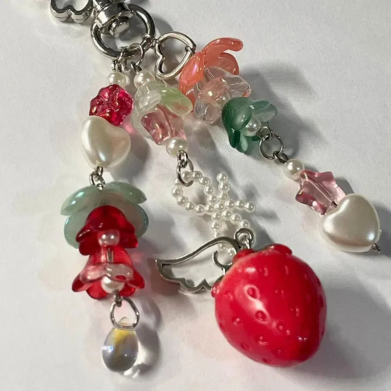 🍓✨ Adorable Strawberry Bow Keychain 🌸 Fairytale Charm with Lily of the Valley 🌼 2023