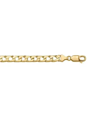 10, 14 Karat Yellow Gold Square Link Curb 5.4 mm Italian Bracelet