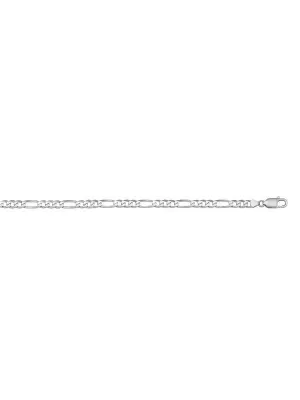 10k, 14k White Gold Figaro Link 3.9 mm Italian Chain