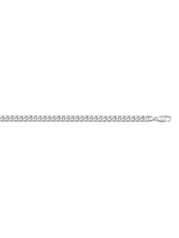 10k, 14k White Gold Flat Beveled Link Curb 3.3 mm Italian Chain