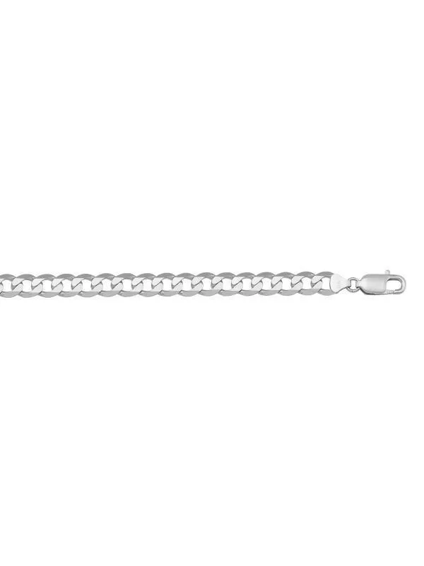 10k, 14k White Gold Open Link Solid Curb 5.8 mm Italian Chain