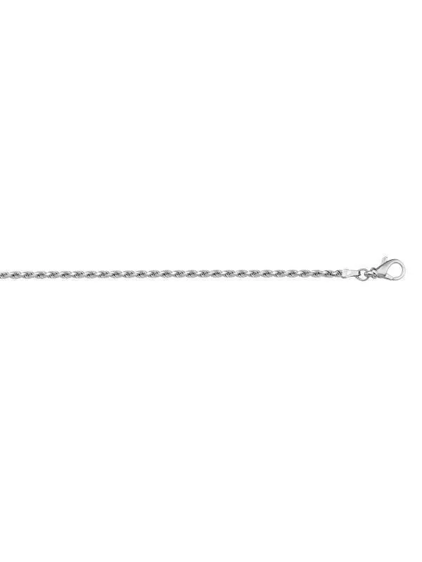 10k, 14k White Gold Solid Diamond Cut Rope 1.3 mm Italian Chain