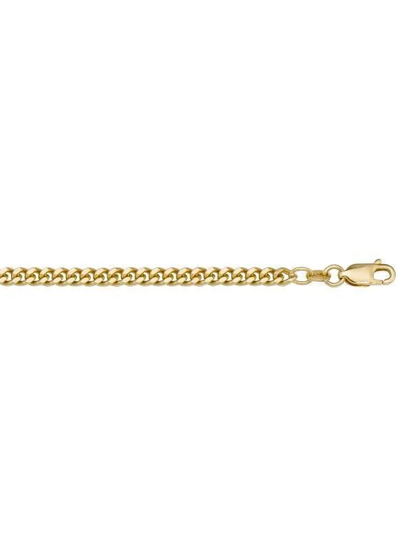 10k, 14k Yellow Gold Curb Link 2.7 mm Italian Chain