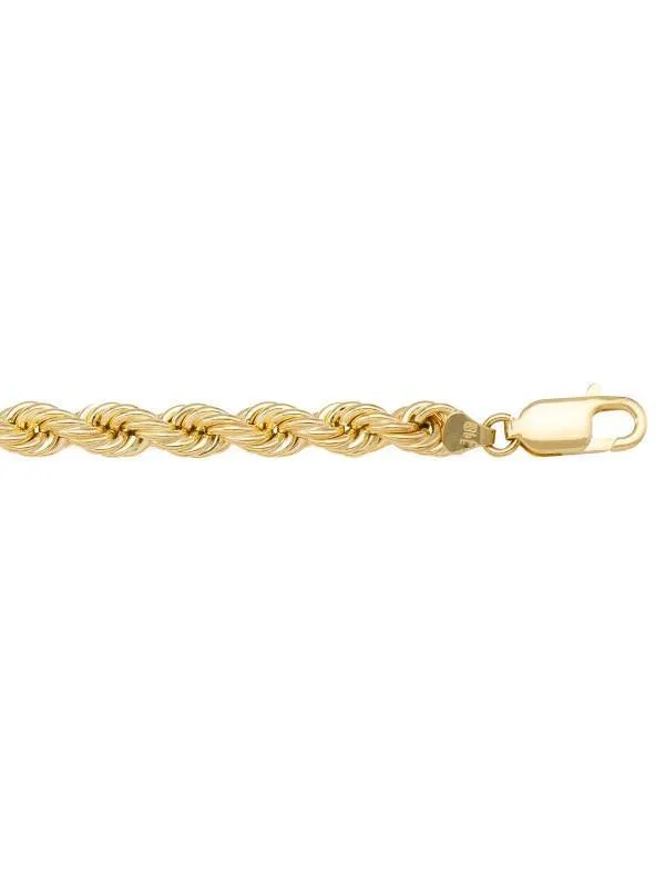 10k, 14k Yellow Gold Hollow Rope 6.0 mm Italian Chain