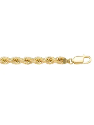 10k, 14k Yellow Gold Hollow Rope 8.0 mm Italian Chain