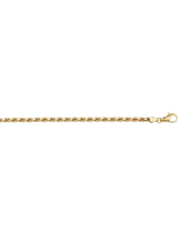 10k, 14k Yellow Gold Solid Diamond Cut Rope 1.8 mm Italian Chain
