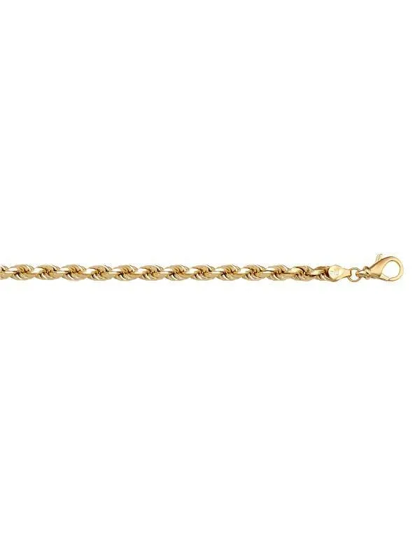 10k, 14k Yellow Gold Solid Diamond Cut Rope 2.7 mm Italian Chain