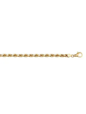 10k, 14k Yellow Gold Solid Diamond Cut Rope 2.7 mm Italian Chain