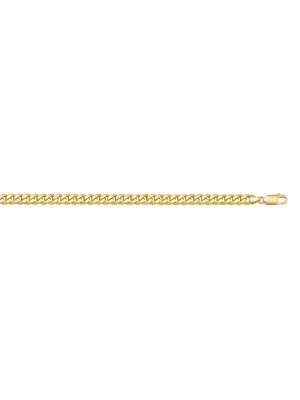 10k, 14k Yellow Gold Solid Flat Beveled Link Curb 3.3 mm Italian Chain