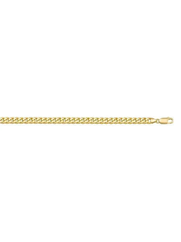 10k, 14k Yellow Gold Solid Flat Beveled Link Curb 3.3 mm Italian Chain
