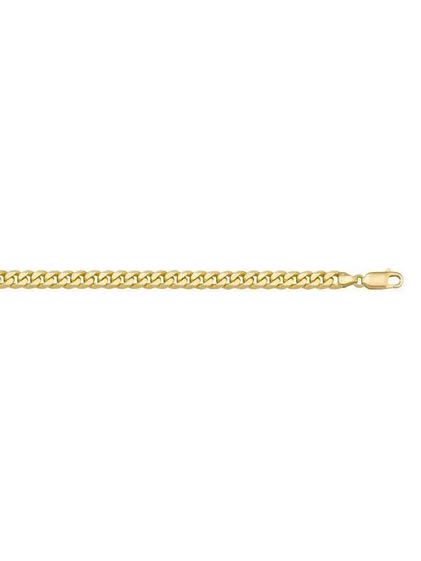 10k, 14k Yellow Gold Solid Flat Beveled Link Curb 4.0 mm Italian Chain