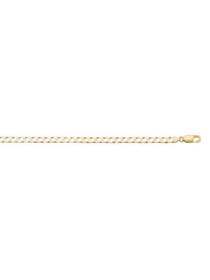 10k, 14k Yellow Gold Squared Link Curb 2.4 mm Italian Chain