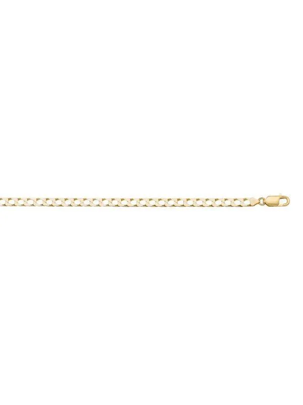 10k, 14k Yellow Gold Squared Link Curb 2.4 mm Italian Chain