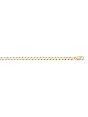 10k, 14k Yellow Gold Squared Link Curb 2.6 mm Italian Chain