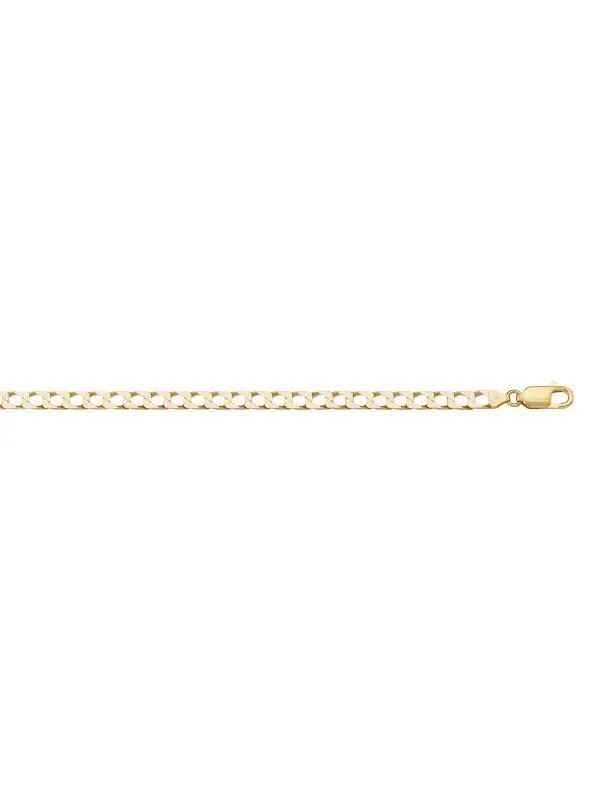 10k, 14k Yellow Gold Squared Link Curb 2.6 mm Italian Chain