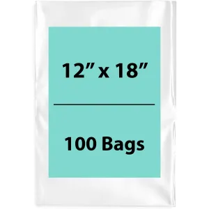 12X18 inches Clear Flat Poly Bags 6Mil Open Top (LDPE)