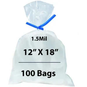 12X18 inches Polypropylene Bags 1.5 Mil Clear Flat