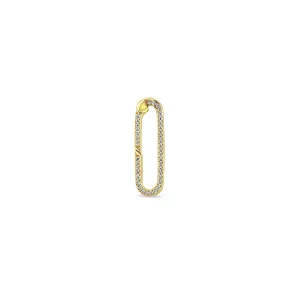 14k Gold Large Pavé Diamond Oval Push Lock Enhancer