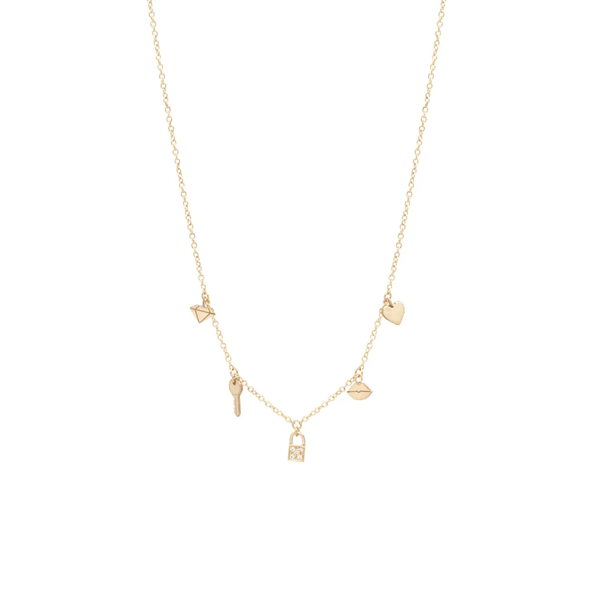 14k Itty Bitty Pavé Diamond Love on Lock Charm Necklace - SALE