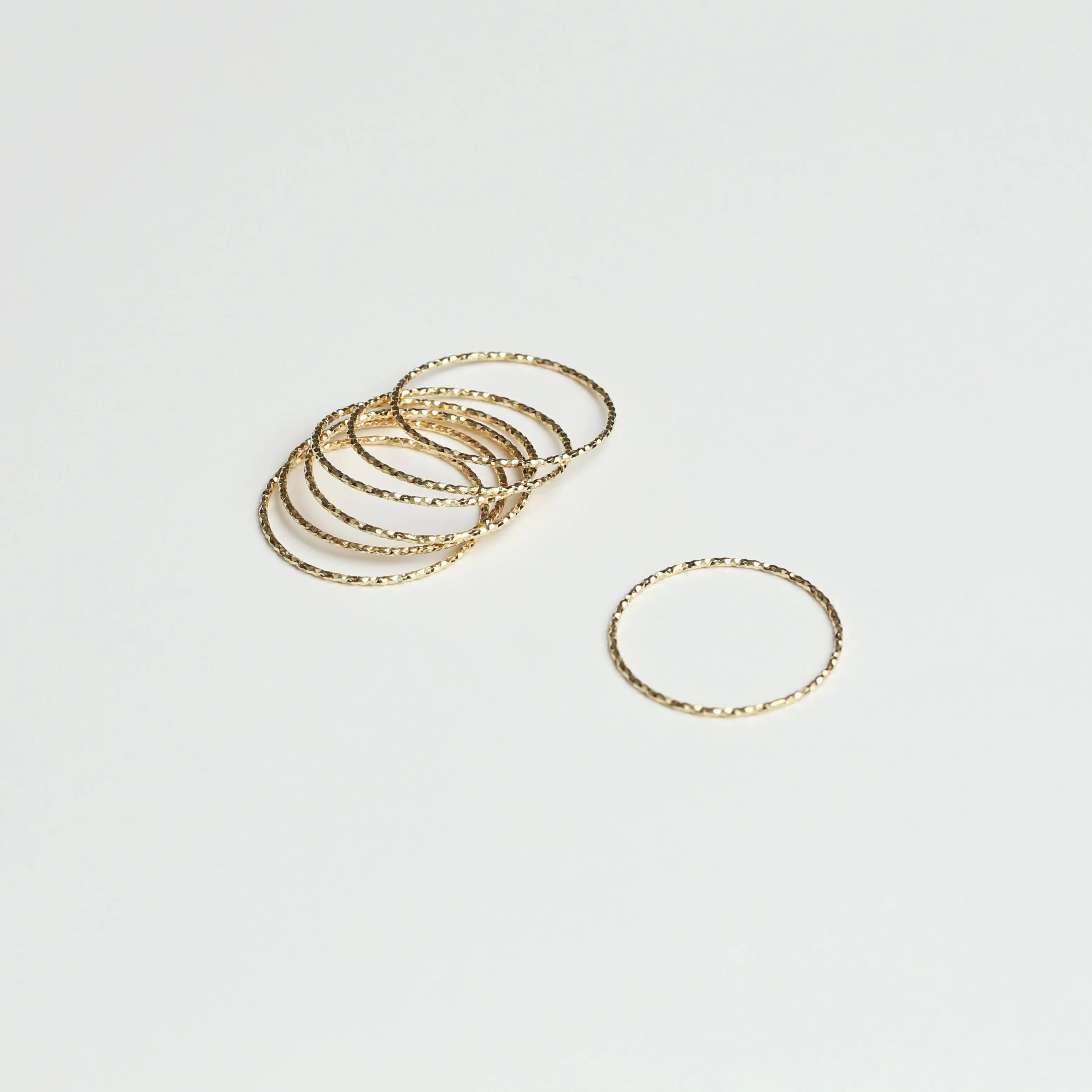 14k Solid Gold Thin Textured Stacking Ring