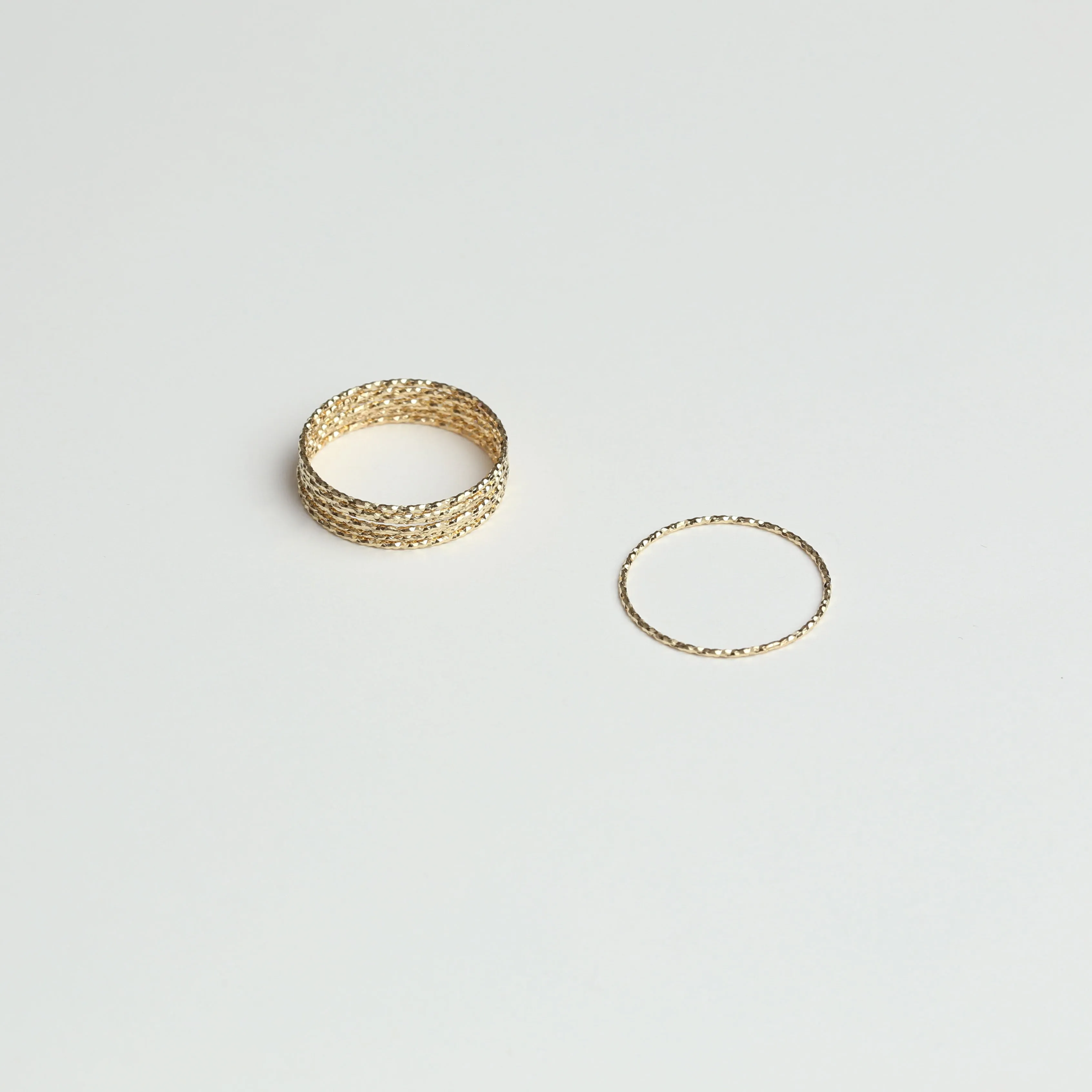 14k Solid Gold Thin Textured Stacking Ring