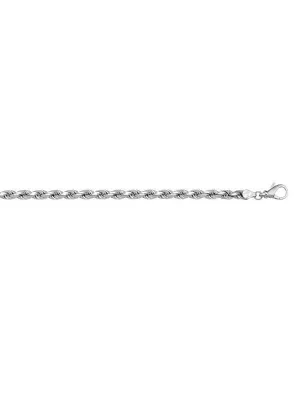 14k White Gold Solid Diamond Cut Rope 2.3 mm Italian Chain
