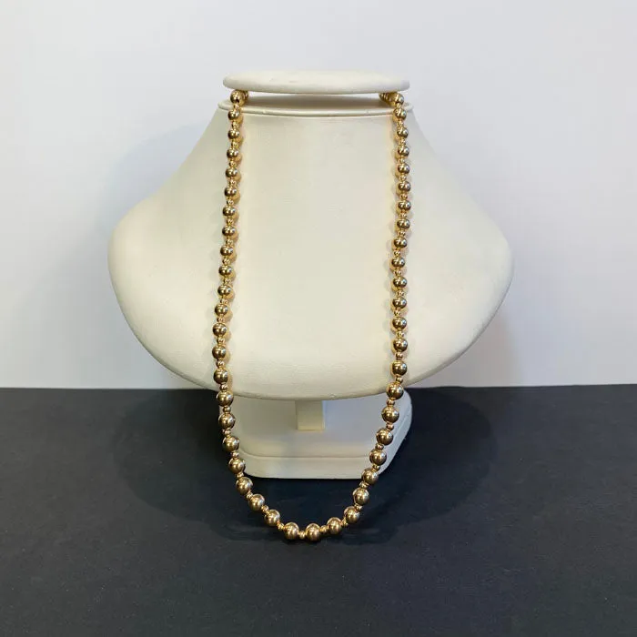 14K Yellow Gold Bead Necklace 24"