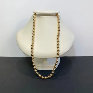 14K Yellow Gold Bead Necklace 24"