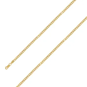 14k Yellow Gold Finish 5mm Silver Cuban Chain Size- 7"