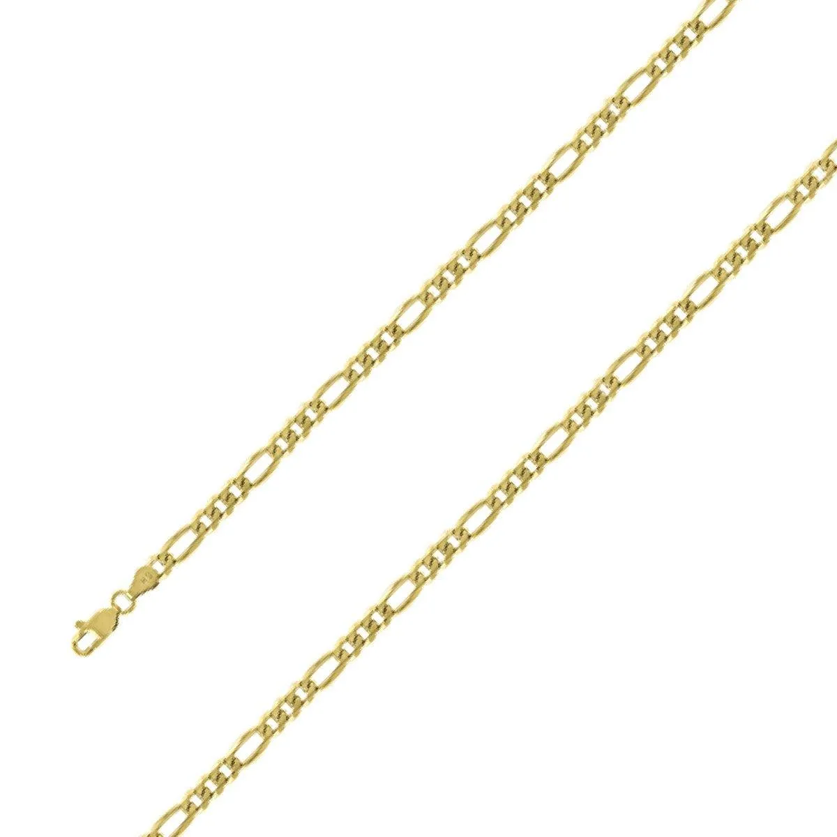14k Yellow Gold Plated 5mm Silver Figaro Chain Size- 8"