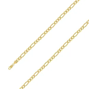14k Yellow Gold Plated 9.5mm Silver Figaro Chain Size- 8"