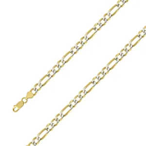 14k Yellow Gold Plated 9.5mm Silver Pave Figaro Chain Size- 9"