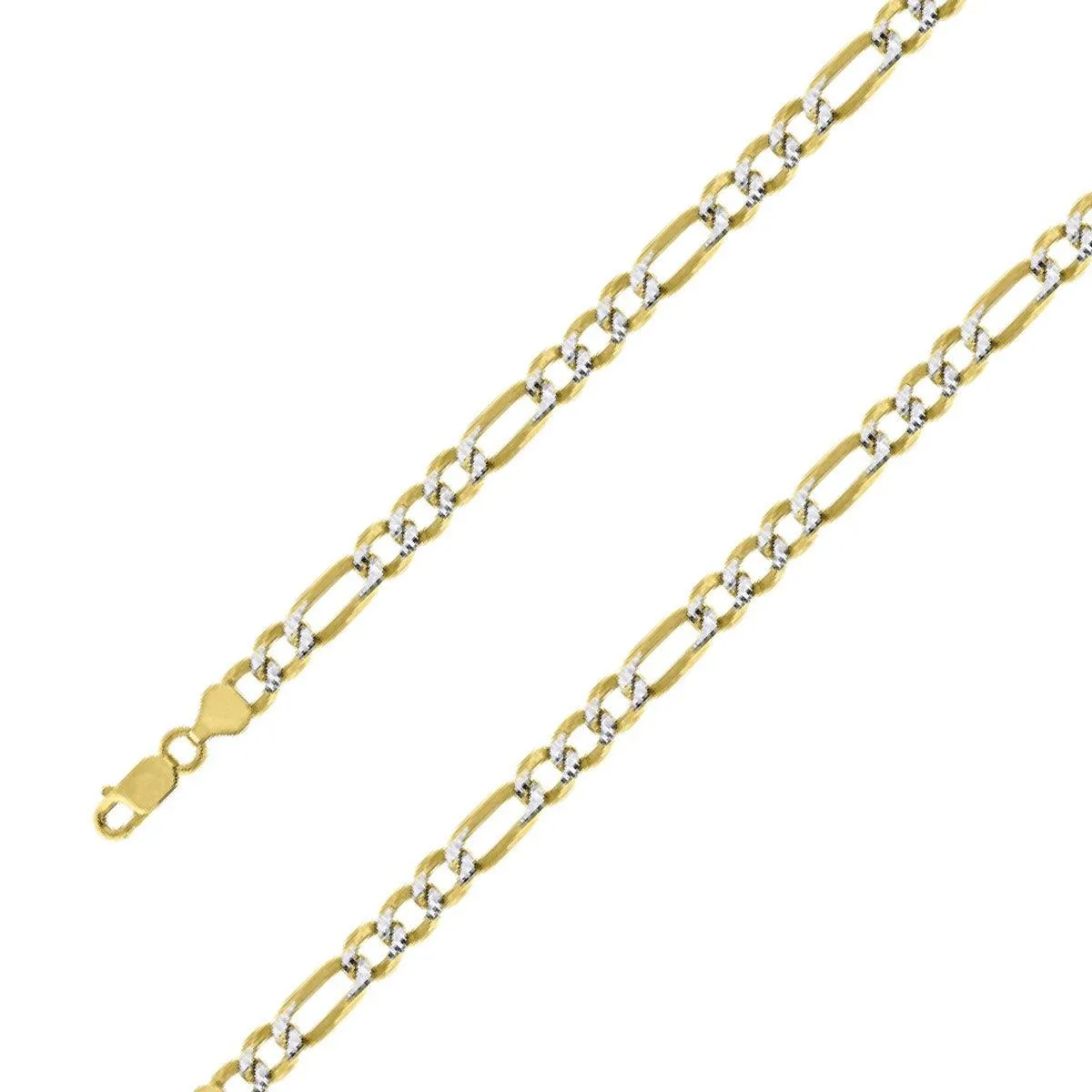 14k Yellow Gold Plated 9.5mm Silver Pave Figaro Chain Size- 9"