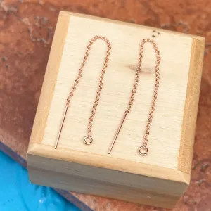 14KT Rose Gold-Filled Threader Chain Open Ring Earrings