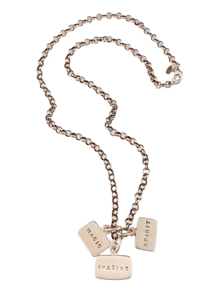 18” Sterling Silver Imagine Magic Spirit Tag Charm Necklace