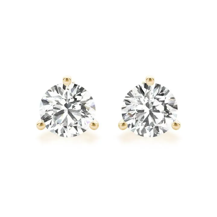 2 ct.  Three-Prong Certified Diamond Stud Earrings