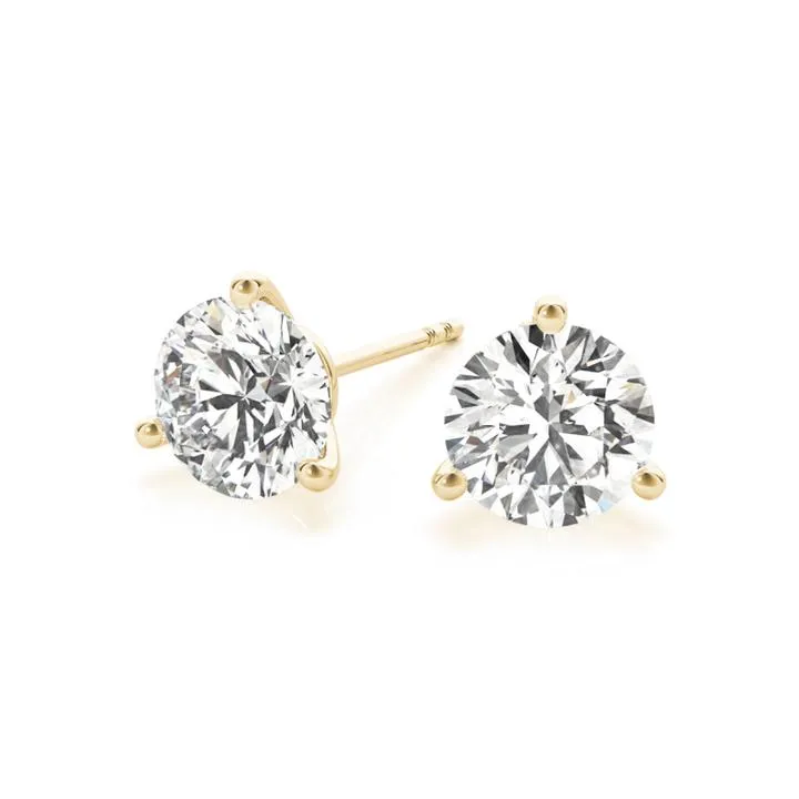 2 ct.  Three-Prong Certified Diamond Stud Earrings