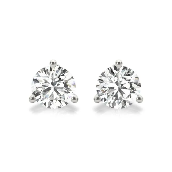 2 ct.  Three-Prong Certified Diamond Stud Earrings