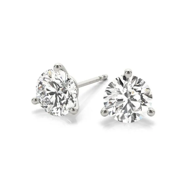 2 ct.  Three-Prong Certified Diamond Stud Earrings