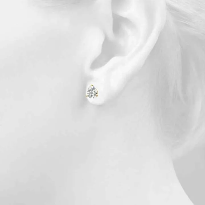 2 ct.  Three-Prong Certified Diamond Stud Earrings
