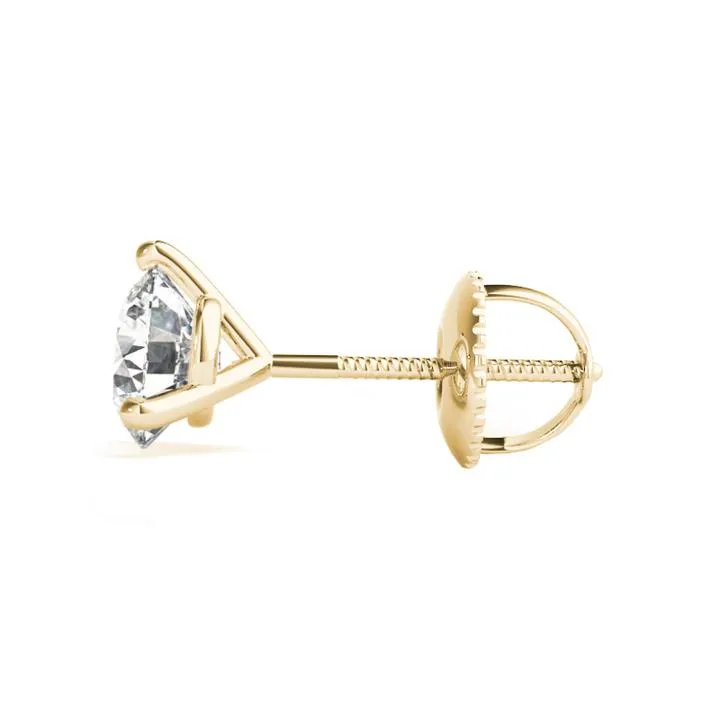 2 ct.  Three-Prong Certified Diamond Stud Earrings