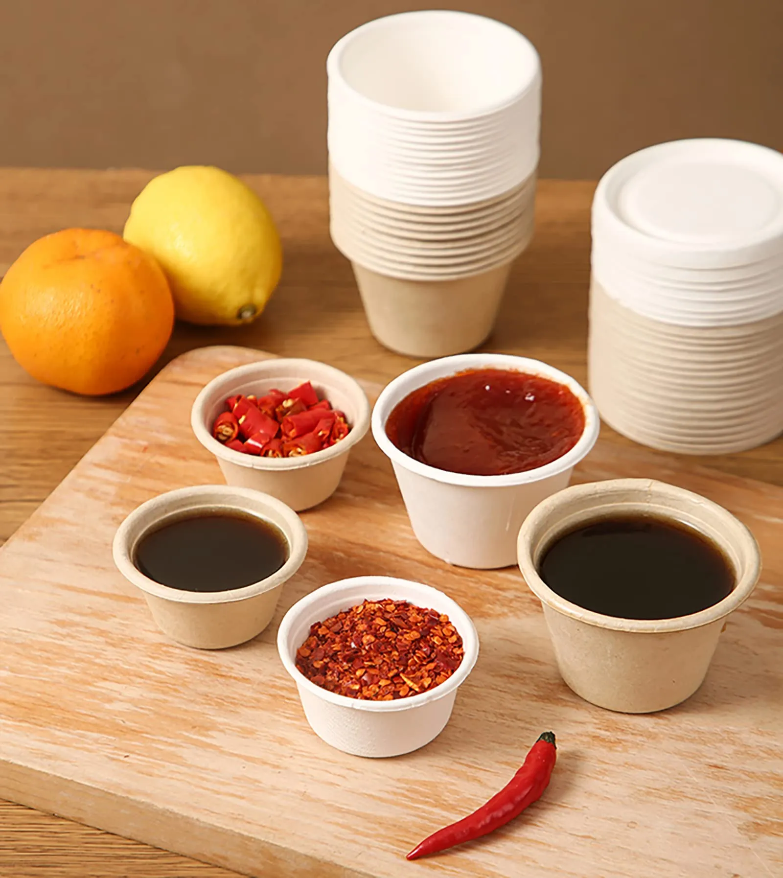 2 Oz Natural Bagasse Fiber Cups with Lids, 3 x 200 Pack - Paper Tasting Cups Disposable Sample Food cups Canada