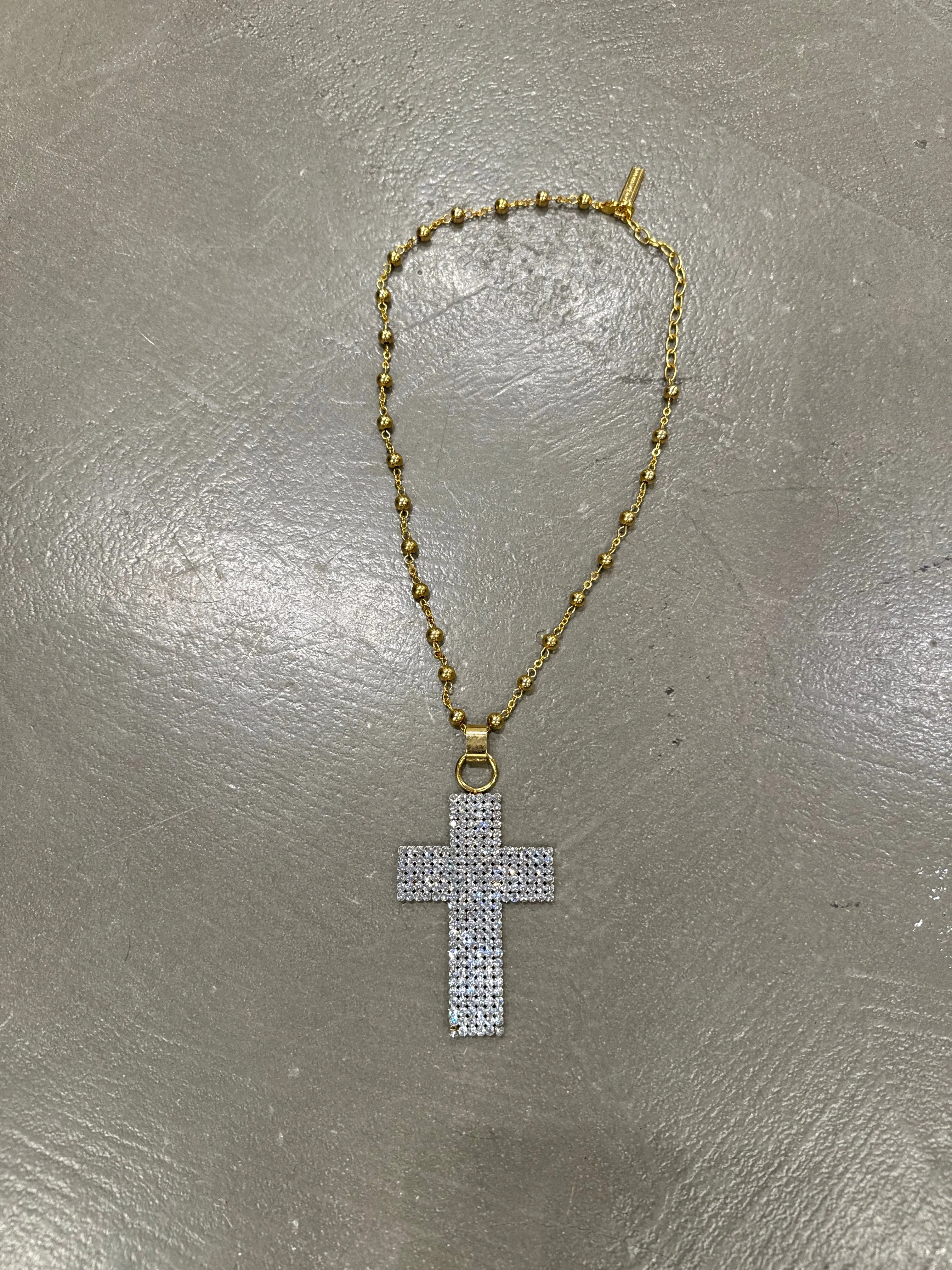 2000s Dolce & Gabbana rhinestone cross necklace