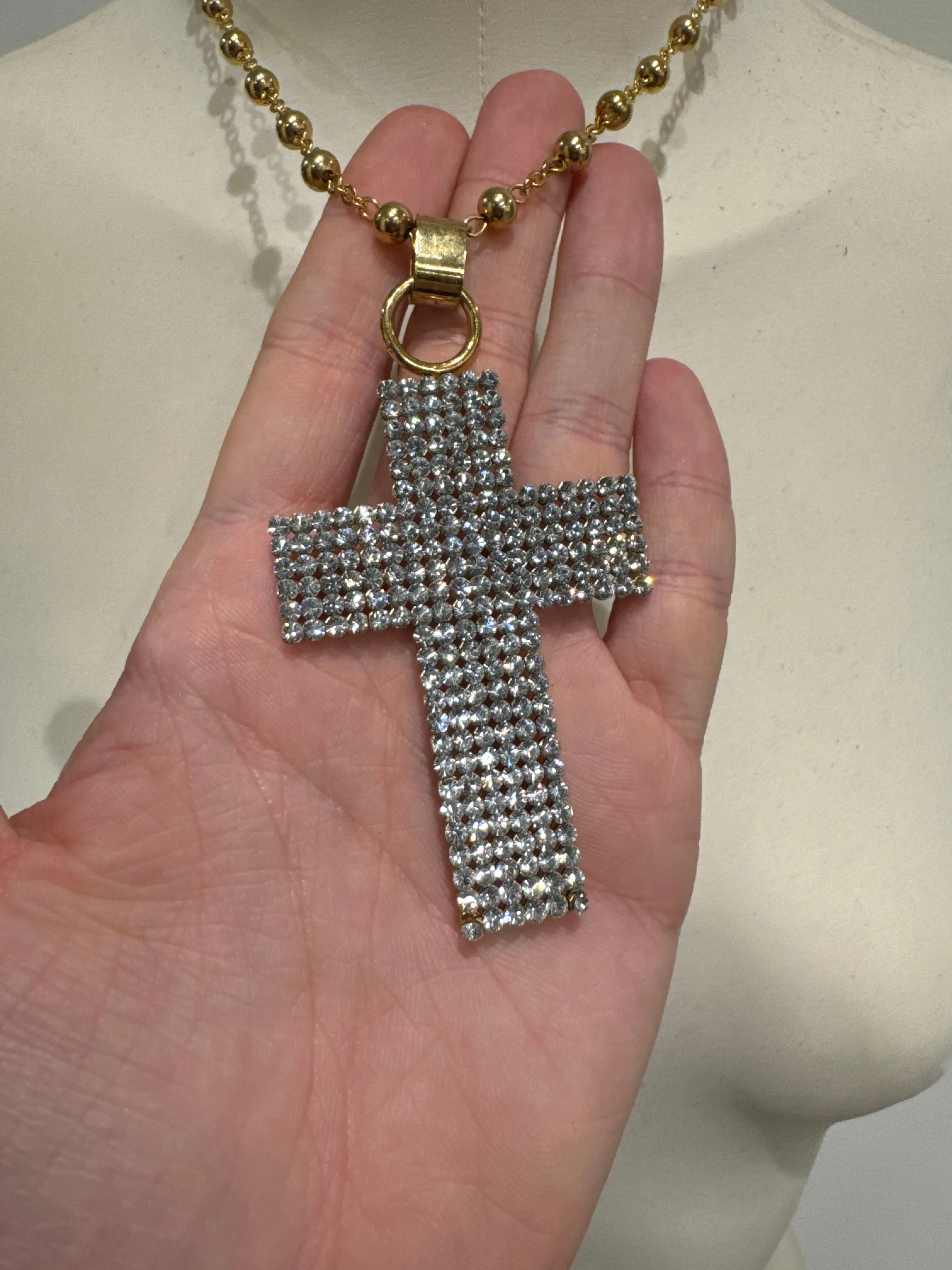 2000s Dolce & Gabbana rhinestone cross necklace