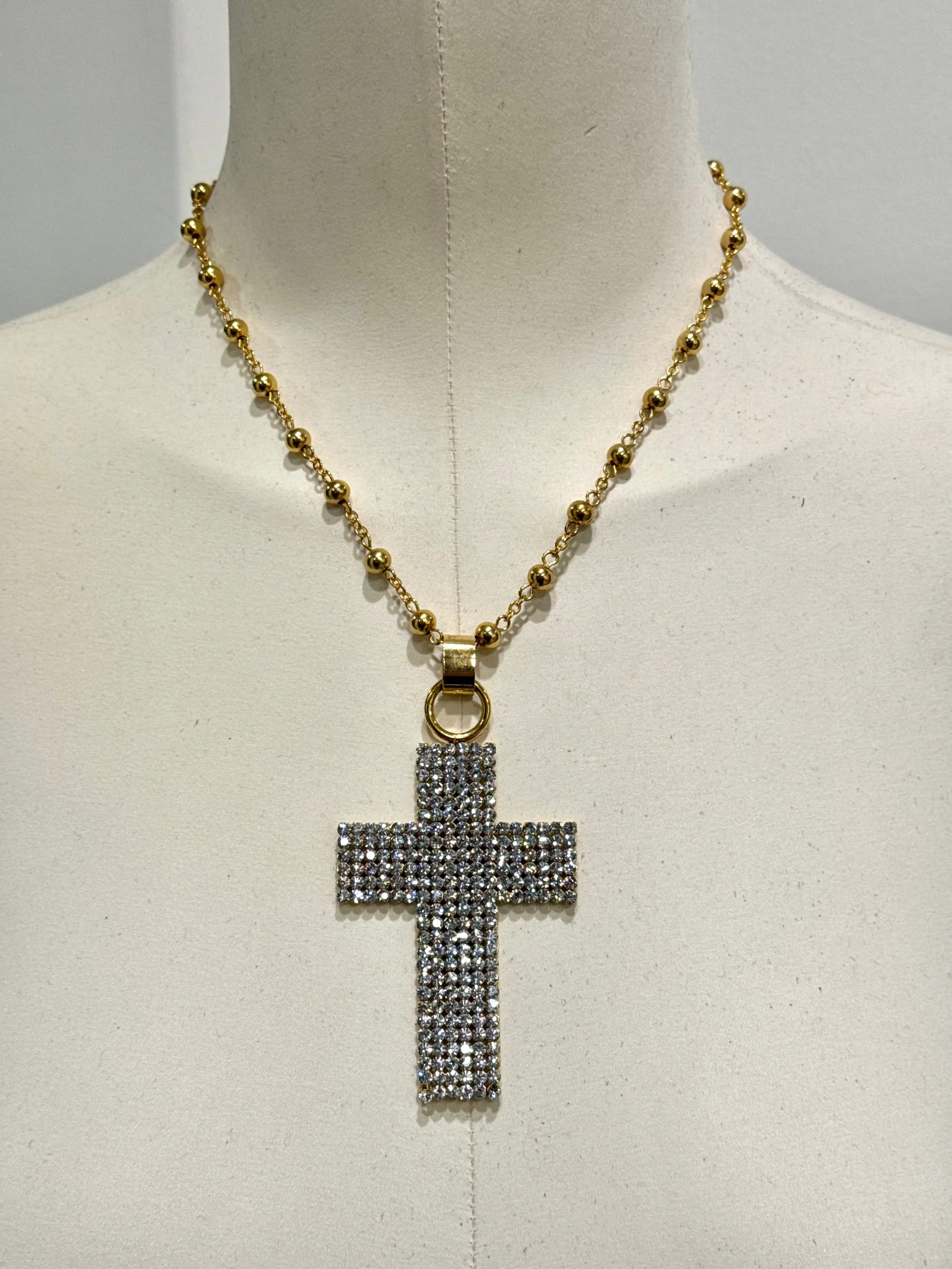 2000s Dolce & Gabbana rhinestone cross necklace
