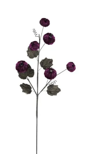 29"L Fabric/Styro Pumpkin Spray: Metallic Purple, Black - HA049023