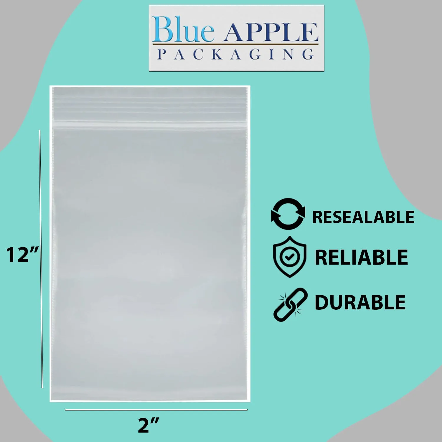 2X12 inches Reclosable Single Line Zipper Poly Bags 2 Mil (LDPE)