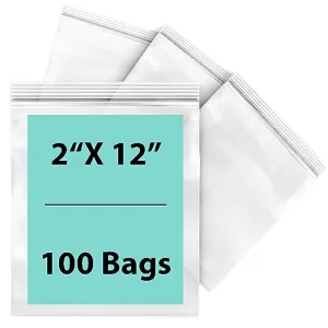 2X12 inches Reclosable Single Line Zipper Poly Bags 2 Mil (LDPE)