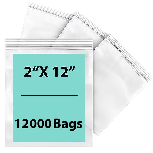 2X12 inches Reclosable Single Line Zipper Poly Bags 2 Mil (LDPE)
